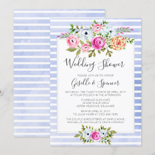 Modern Floral Watercolor Wedding Shower Invitation
