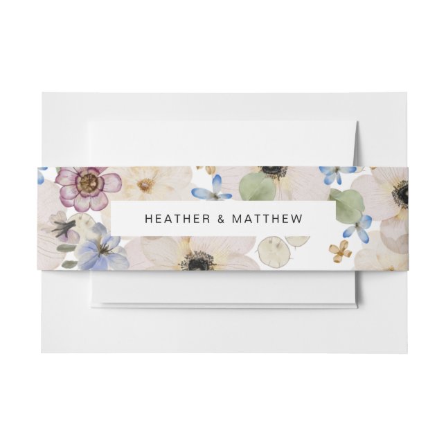 Modern Floral Wedding Belly Band Invitation Belly Band (Front Example)
