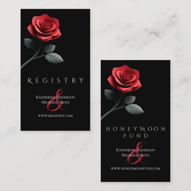 Modern Floral Wedding Black and White  Business Card (Front/Back)