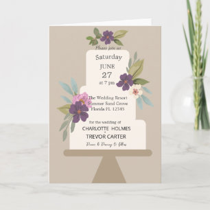 Modern Floral Wedding Cake Invitation