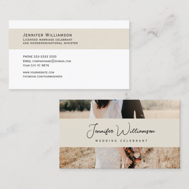 Modern Floral Wedding Celebrant Business Card (Front/Back)