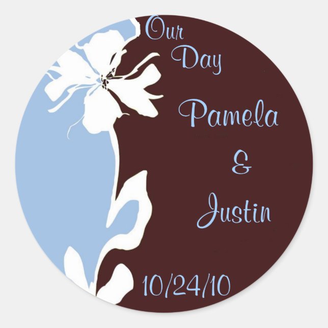 Modern Floral Wedding Classic Round Sticker (Front)
