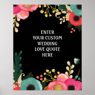 Modern Floral Wedding Custom Love Quote Prints