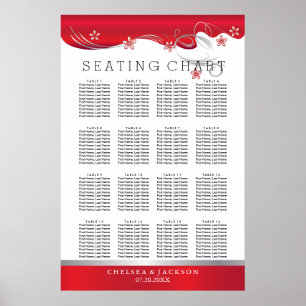 Modern Floral Wedding   Deep Red  - Seating Chart