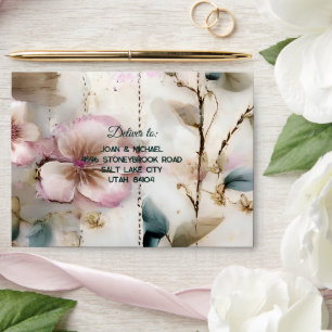 Modern Floral Wedding Envelope Pre-addressed