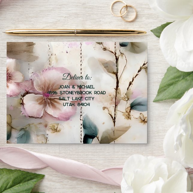 Modern Floral Wedding Envelope Pre-addressed (Wedding)