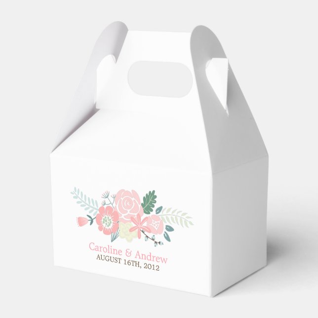 Modern Floral Wedding Favour Box (Front Side)