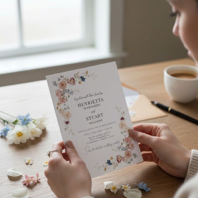 modern  Floral Wedding Information Card QR Code (Creator Uploaded)
