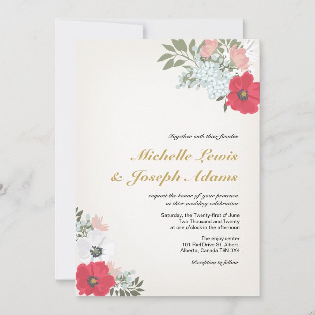 Modern Floral Wedding Invitation (Front)