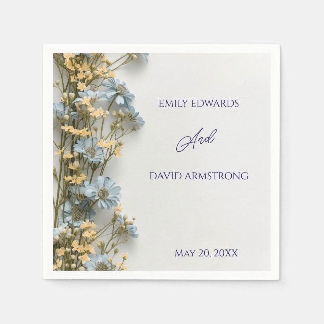 Modern Floral Wedding Napkins (Front)