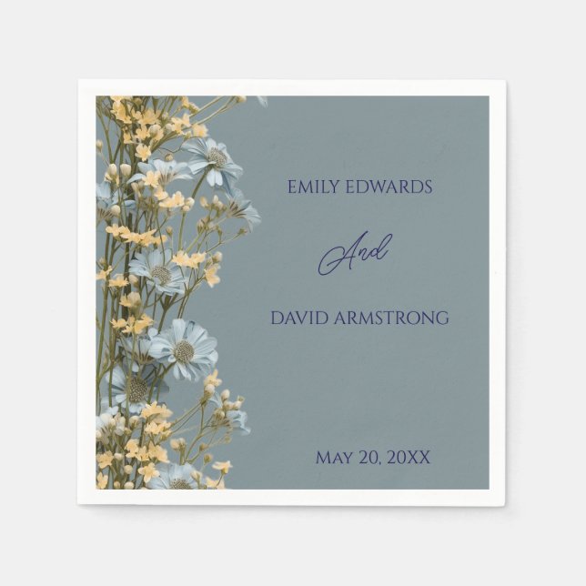 Modern Floral Wedding Napkins (Front)