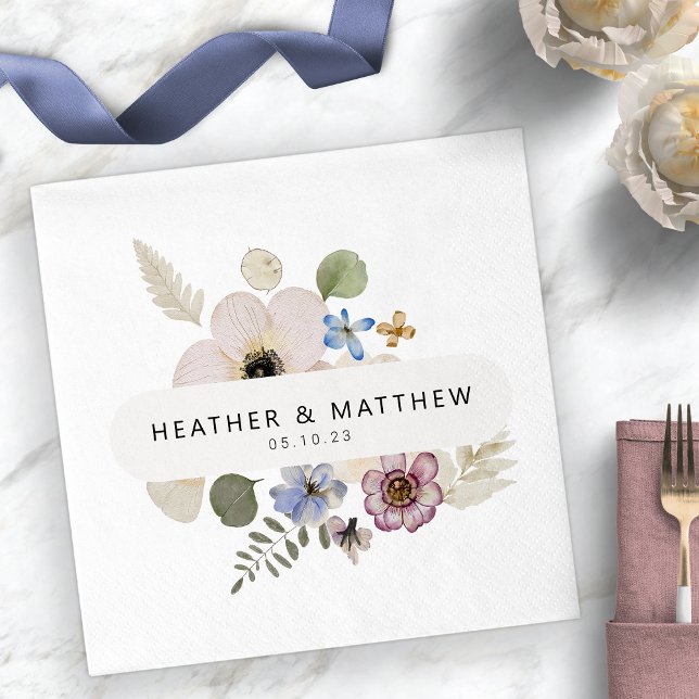 Modern Floral Wedding Napkins (Modern Floral Boho Wedding Napkins by Painted Paperie
)