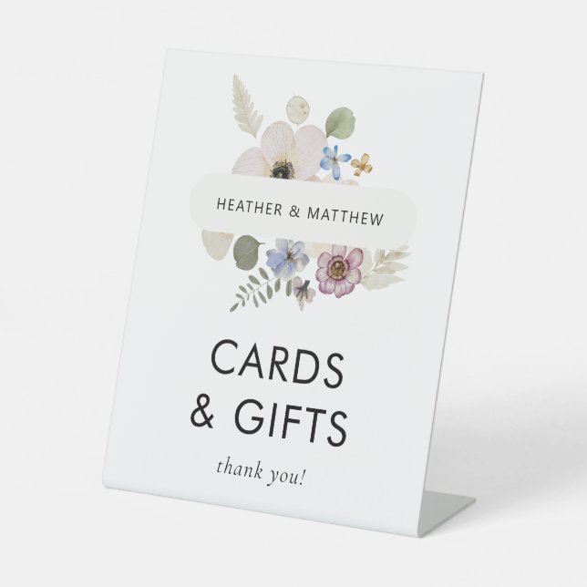 Modern Floral Wedding Pedestal Sign (Front)