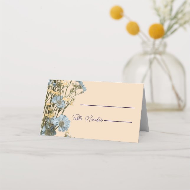 Modern Floral Wedding Place Cards (Front)