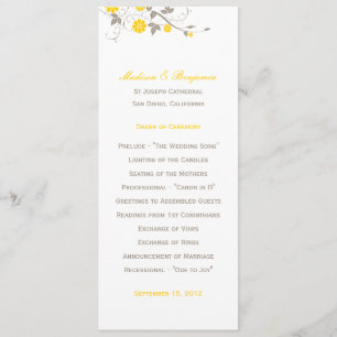 Modern Floral Wedding Program - Mustard Programme