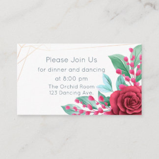 Modern Floral Wedding Red Roses Enclosure Card