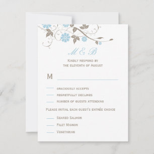 Modern Floral Wedding RSVP Card - Aqua Blue