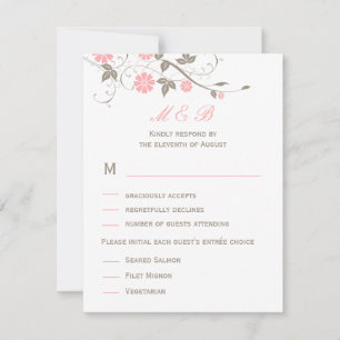 Modern Floral Wedding RSVP Card - Soft Pink