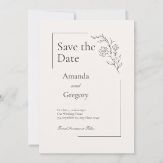 Modern Floral Wedding Save the Date Invitation