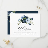 modern floral will you be my bridesmaid card