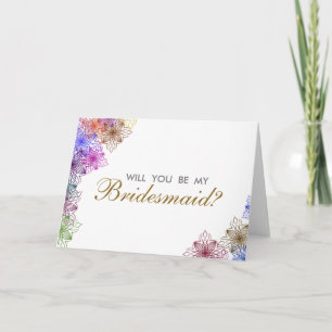 Modern Floral Will You Be My Bridesmaid Invitation