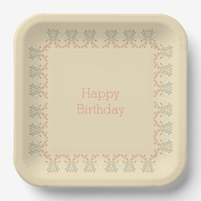 Modern Floral With Pinks And Peach Paper Plate (Front)