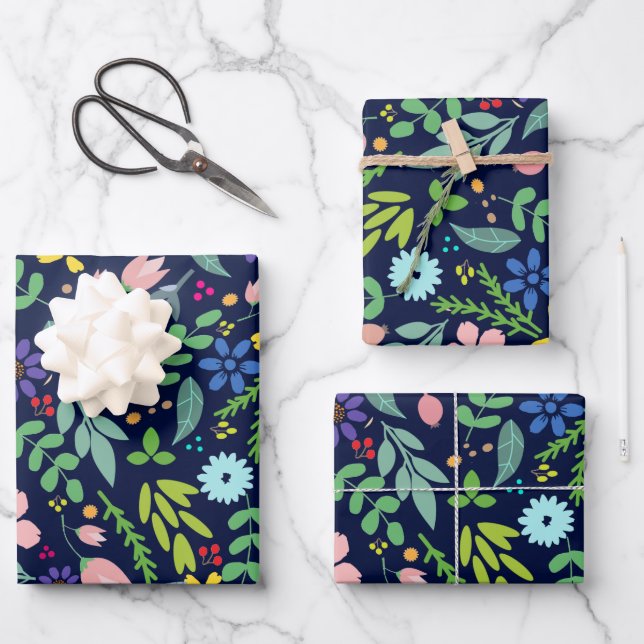 Modern Floral Wrapping Paper Sheet (Front)