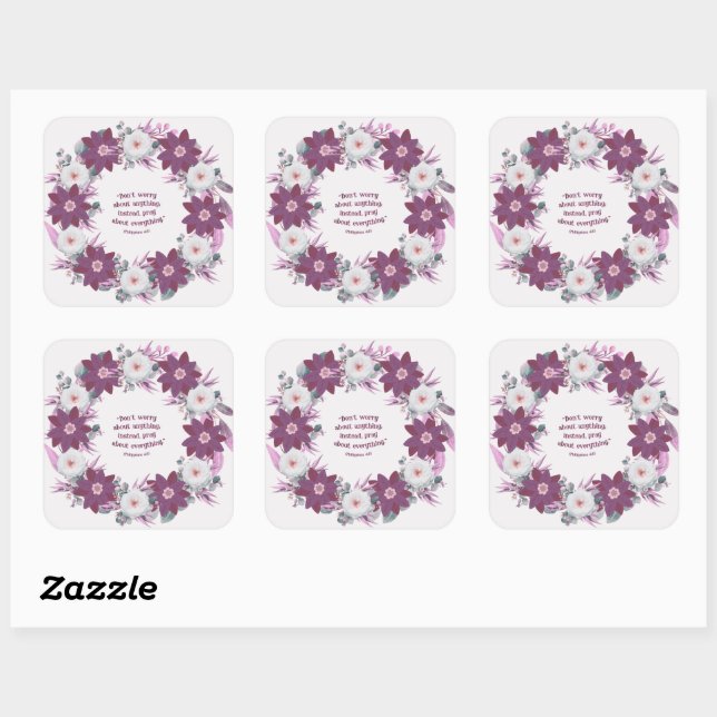 Modern Floral Wreath Greetings Postage Sticker (Sheet)