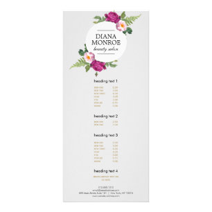 Modern Floral Wreath Grey Salon Rack Card
