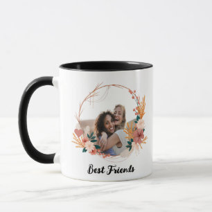 Modern floral wreath photo Best Friends Mug