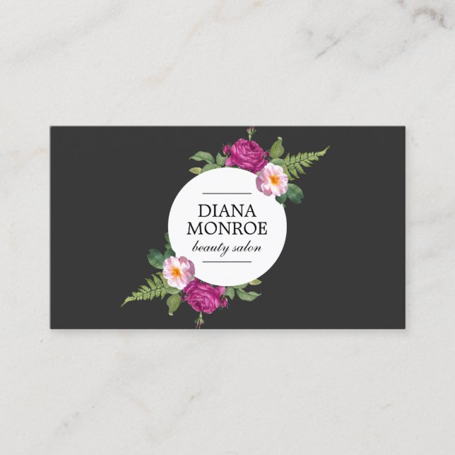 Modern Floral Wreath Salon Business Card (Front)