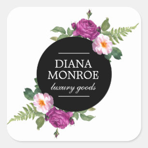 Modern Floral Wreath Square Sticker