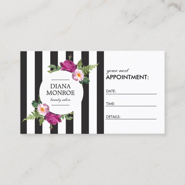 Modern Floral Wreath Striped Salon Appointment (Front)