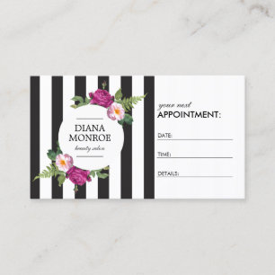 Modern Floral Wreath Striped Salon Appointment Card