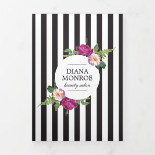 Modern Floral Wreath Striped Salon Brochure