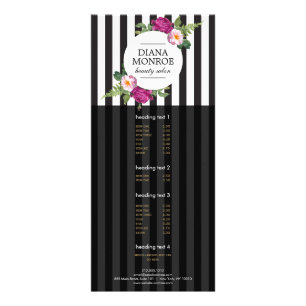 Modern Floral Wreath Striped Salon Rack Card