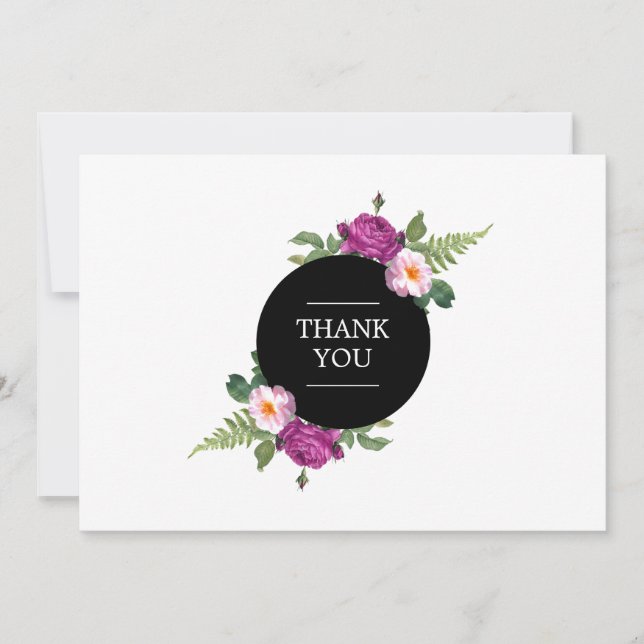 Modern Floral Wreath Thank You Card (Front)