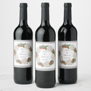 Modern Floral Wreath Wine Sticker Set