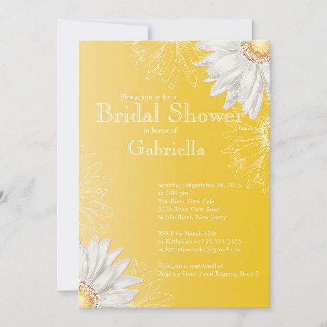 Modern Floral Yellow Daisy Bridal Shower Invitation (Front)