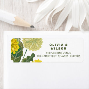 Modern floral yellow & green wedding invitation