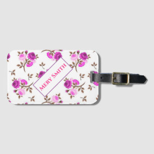 Modern Floral Your Name Luggage Tag