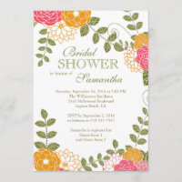 Modern Floral Zinnia & Mums Flower Bridal Shower