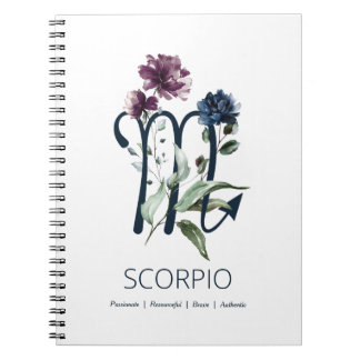 Modern Floral Zodiac Star Sign Scorpio Notebook