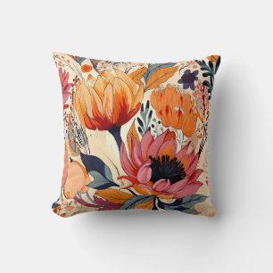 Modern Florals Design   Two Sided Throw Pillow 