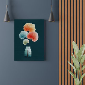 Modern Florals | Watercolor Hydrangeas (16" x 20") Canvas Print