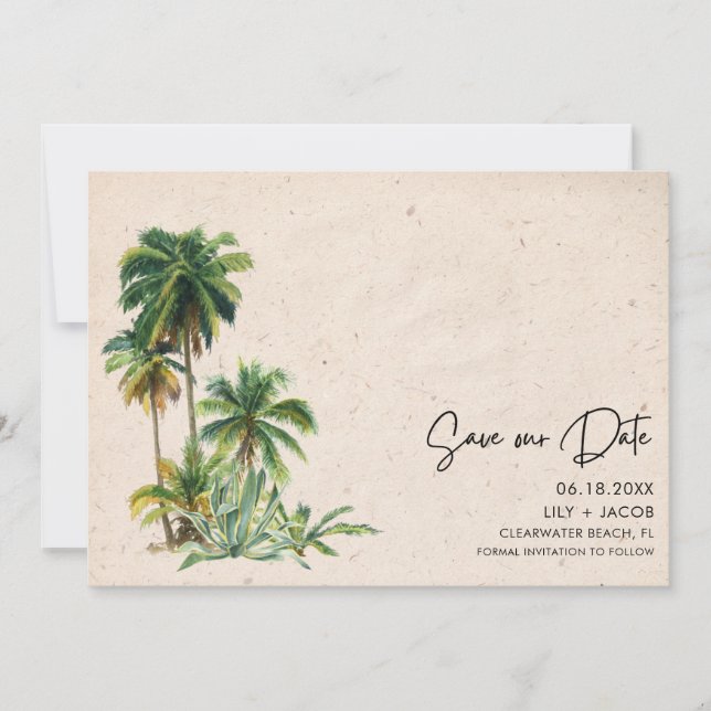 Modern Florida Beach Photo Wedding Save The Date (Front)
