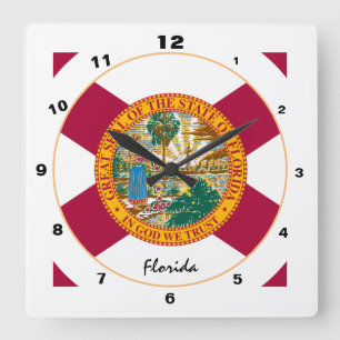 Modern Florida Home, Florida Flag design / USA Square Wall Clock
