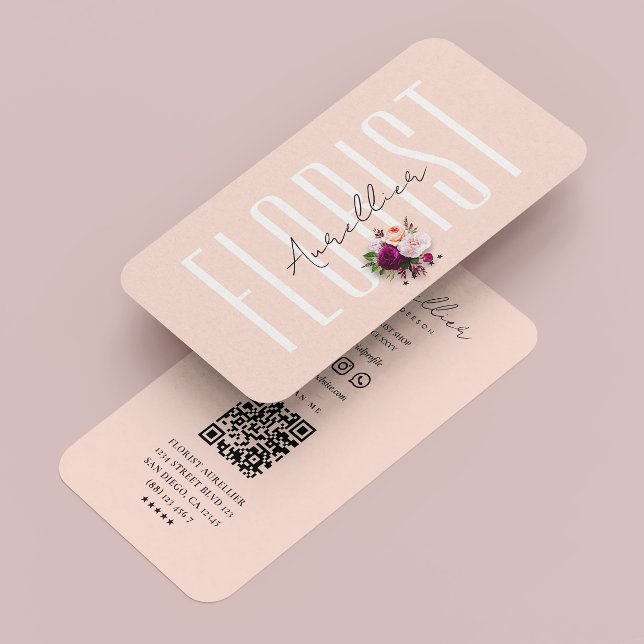 Modern Florist Boho Botanic Bouquet Pink Business Card (Modern Florist Boho Botanic Bouquet Pink Business Card
)