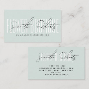 Modern florist flower boutique blue business card