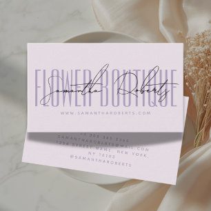 Modern florist flower boutique lavender business card